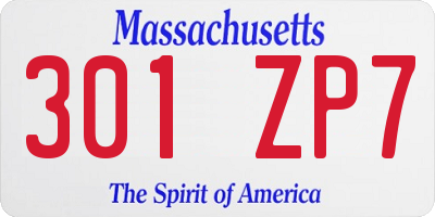 MA license plate 301ZP7
