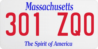 MA license plate 301ZQ0