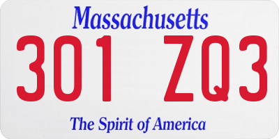 MA license plate 301ZQ3