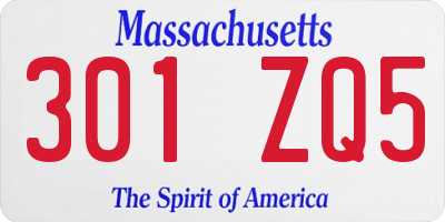 MA license plate 301ZQ5