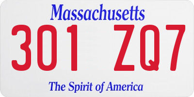 MA license plate 301ZQ7