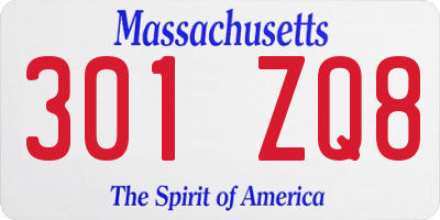 MA license plate 301ZQ8