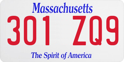 MA license plate 301ZQ9