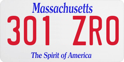 MA license plate 301ZR0