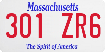 MA license plate 301ZR6