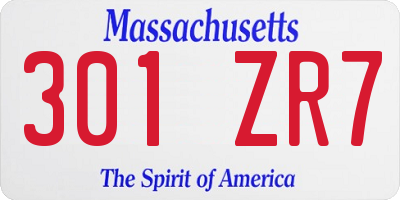 MA license plate 301ZR7
