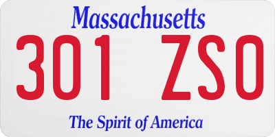 MA license plate 301ZS0