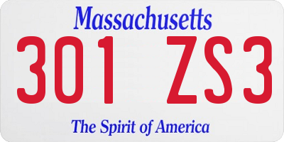 MA license plate 301ZS3