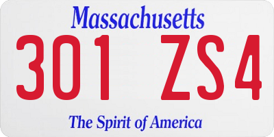 MA license plate 301ZS4
