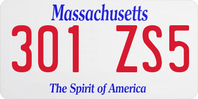 MA license plate 301ZS5