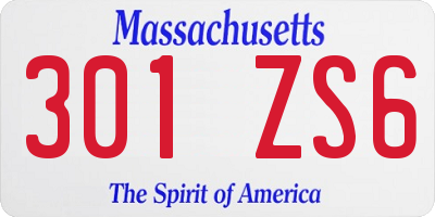 MA license plate 301ZS6
