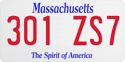 MA license plate 301ZS7