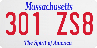 MA license plate 301ZS8