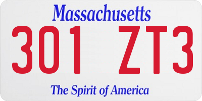 MA license plate 301ZT3