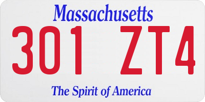 MA license plate 301ZT4