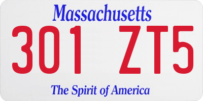 MA license plate 301ZT5