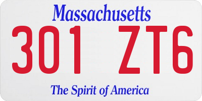MA license plate 301ZT6