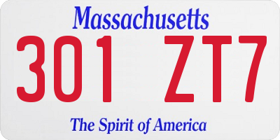 MA license plate 301ZT7