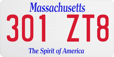 MA license plate 301ZT8