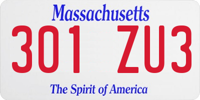 MA license plate 301ZU3