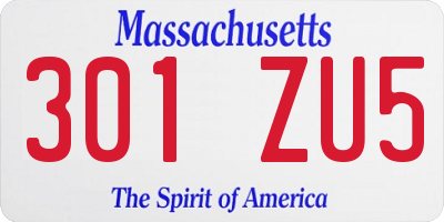 MA license plate 301ZU5