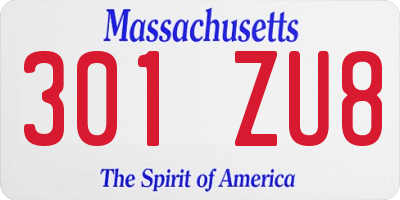 MA license plate 301ZU8