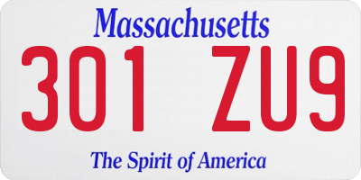 MA license plate 301ZU9