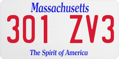 MA license plate 301ZV3