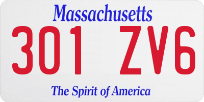 MA license plate 301ZV6