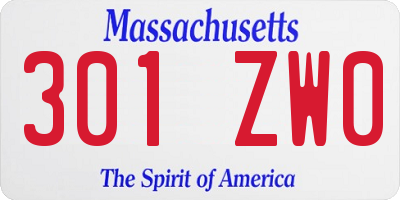 MA license plate 301ZW0