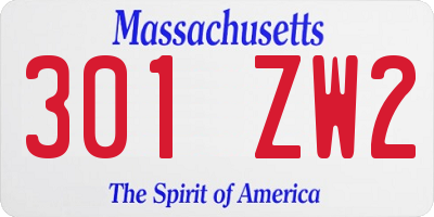 MA license plate 301ZW2