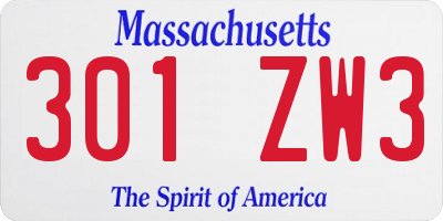 MA license plate 301ZW3