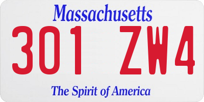 MA license plate 301ZW4