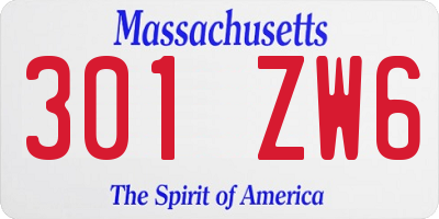 MA license plate 301ZW6
