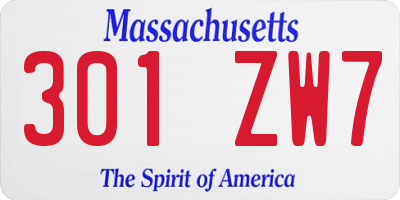 MA license plate 301ZW7