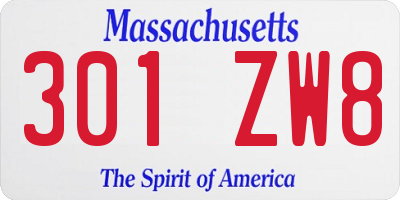 MA license plate 301ZW8