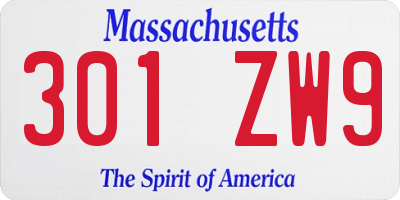 MA license plate 301ZW9
