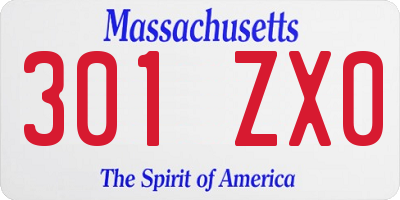 MA license plate 301ZX0