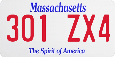 MA license plate 301ZX4