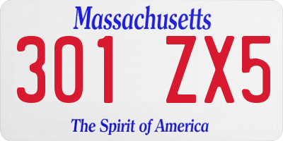 MA license plate 301ZX5