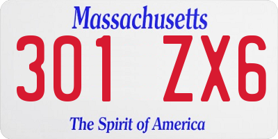 MA license plate 301ZX6