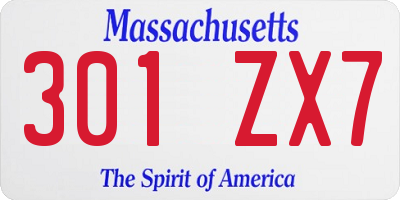 MA license plate 301ZX7