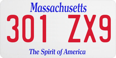 MA license plate 301ZX9