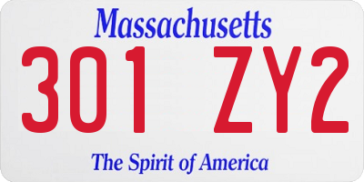 MA license plate 301ZY2
