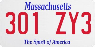 MA license plate 301ZY3
