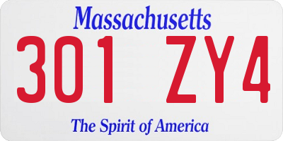 MA license plate 301ZY4