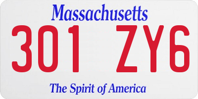 MA license plate 301ZY6