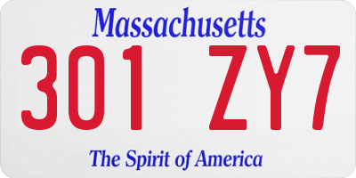 MA license plate 301ZY7