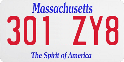 MA license plate 301ZY8
