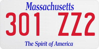 MA license plate 301ZZ2